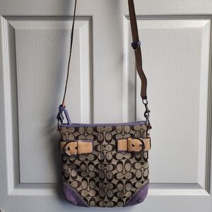 Coach Monogram Crossbody Bag  Leather & Purple Suede. Sold to me as authentic.